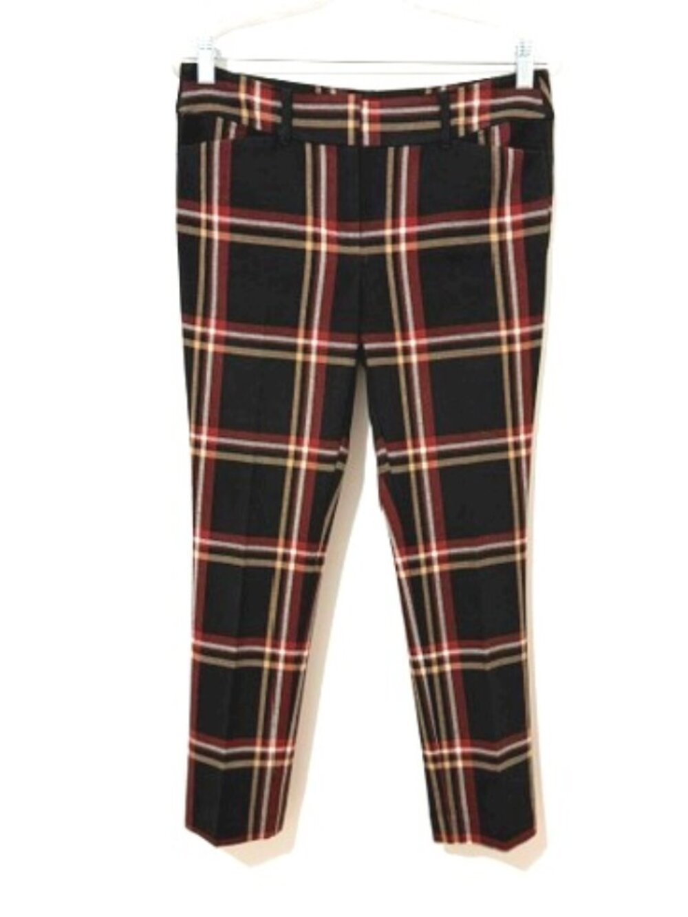 LOFT Outlet Skinny Ankle Petite Pants Plaid Red Black Gold Fall Women's 4P